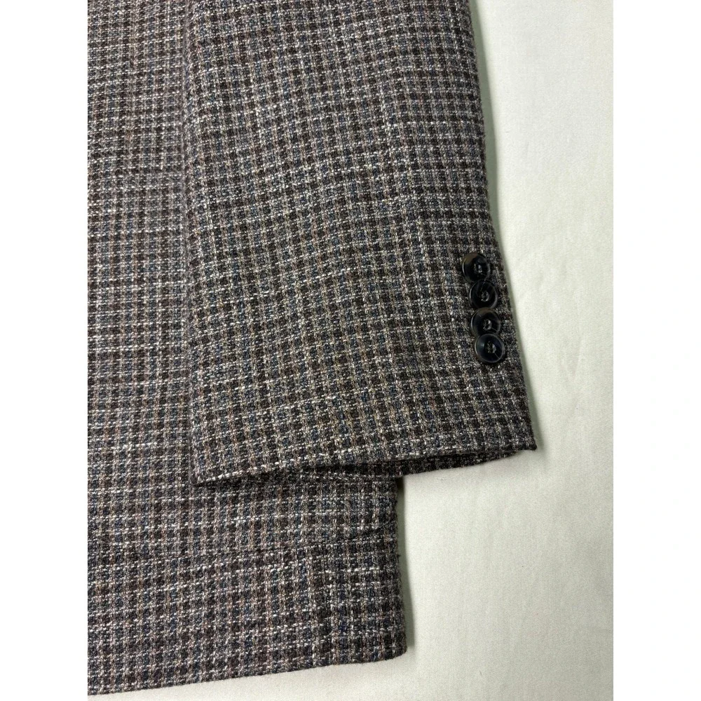 Jos A Bank 1905 X Tollegno 1900 Mens 44 Short Brown Houndstooth Wool Sport Coat